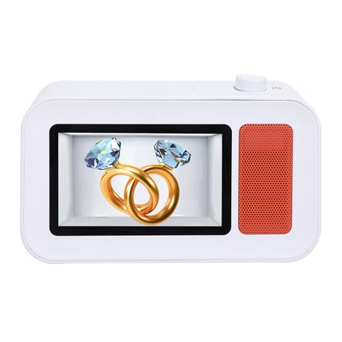 Jectse Lecteur Holographique 3D 5 Pouces 1080P Bluetooth 5.3 Haut-Parleur avec Paroles Flottantes Dynamiques Imagerie Holographique 3D pour la Décoration Intérieure Cadeaux de Noël