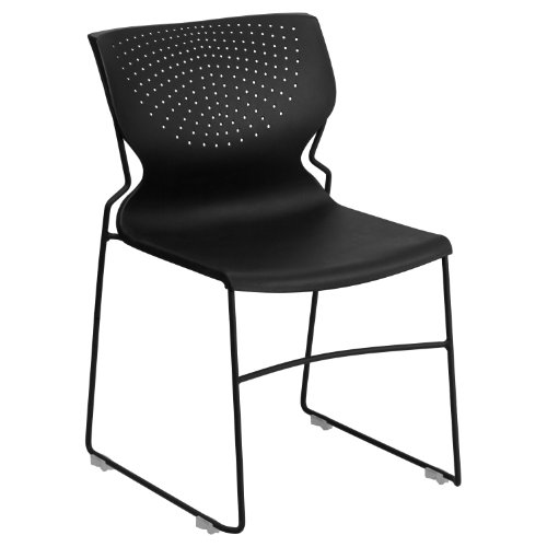 Flash Furniture Hercules Series 661 Lb. Capacity Black Full Back Stack Chair With Black Powder Coated Frame #TOP13