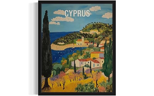 Cyprus Countryside Wall Art Poster Print, Rural Landscape, Heritage Artwork