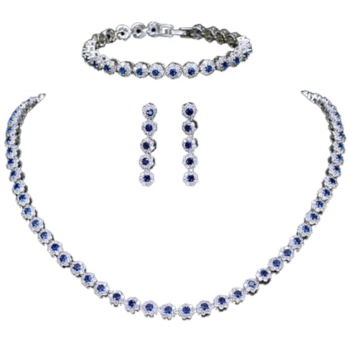 Jrysxc Conjunto de joyería para mujer, collar de diamantes de imitación de boda con circonita AAA+, conjunto de joyería para dama de honor para mujeres y niñas, aniversario de cumpleaños para madre