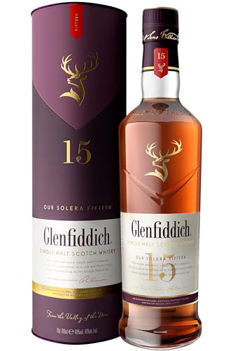 Glenfiddich 15 Jahre Single Malt Scotch Whisky Solera mit Geschenkverpackung, 70cl – ein...