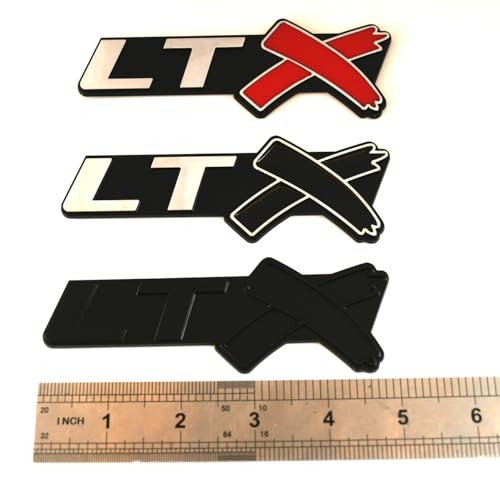 Image of 2pcs LTX Emblems Side Rear Lid Trunk 3D Badge Replacement for Chevy Corvette LS LT ZL SS LTX (Chrome Red), EI-SilveCutom#2