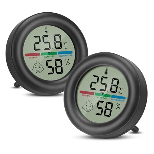 Thlevel Hygrometer Thermometer Luftfeuchtigkeitsmesser Digitales mit Komfortstufen Indikator und Halterung Innen Temperatur Zimmerthermometer für Büro Wohnzimmer Gewächshaus 2 Stücke