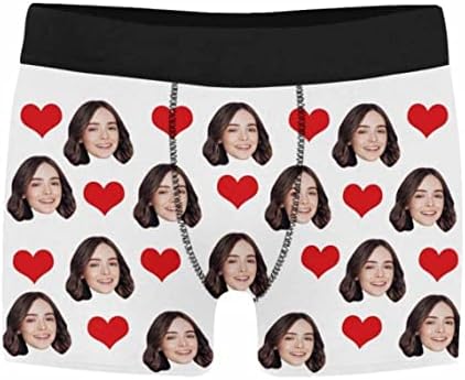 Stonensilver Face boxer custom shorts Personalised boxers with on them it underwear for him funny gifts boyfriend Mens trunks briefs Black, 10-20
