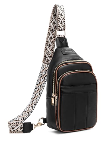 molshine Sling Crossbody Bag, Fashion Chest, Casual PU Leather Shoulder Bag for Women Work Travel Hiking Cycling