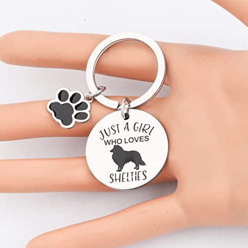 PLITI Selties Keychain Sheltie Lover Gift Sheltie Mom Gift Sheltie Owner Gift Just A Girl Who Loves Shelties Gift4