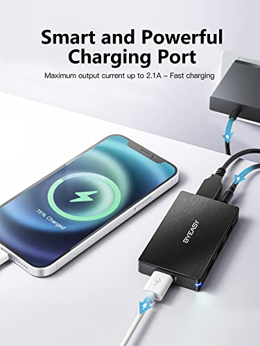 Universal Powered USB Hub, BYEASY Aluminum 3 Ports USB 3.0 Hub and 1 USB Smart Charging Port with Power Adapter, Slim USB Splitter for iMac Pro, MacBook Air/Mini, PS5, Surface Pro, Notebook PC, HDD