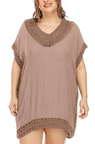 Image of Adisputent Womens Swimsuits Cover Ups Crochet Chiffon Beach Cover Bathing Suit Bikini Wear Coverups Dress