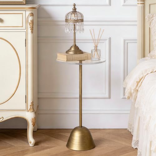 Aoligrace Acrylic Pedestal Side Table, Round Small Drink Table, Brass by Aoligrace - Used condition - Image 7