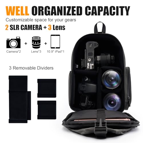 Cwatcun Camera Sling Bag, Small Camera Backpack with Waterproof Zipper for Travel, Anti-theft DSLR Camera Bag with Tripod Holder for Canon Nikon Sony Fuji, Grey