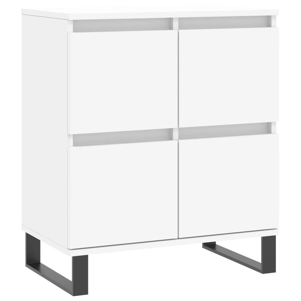 Aparador de madera blanco de 60x35x70 cm con patas de metal y armario de almacenamiento estable