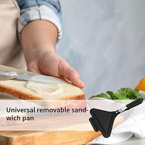 FIYSON Non-Stick Sandwich Maker Double Sided Frying Pan Plates Stove top Hand Toaster Portable Double Sided Panini Presses Toaster Gas Sandwich Toaster Toasted Sandwich Snack Maker for Kids