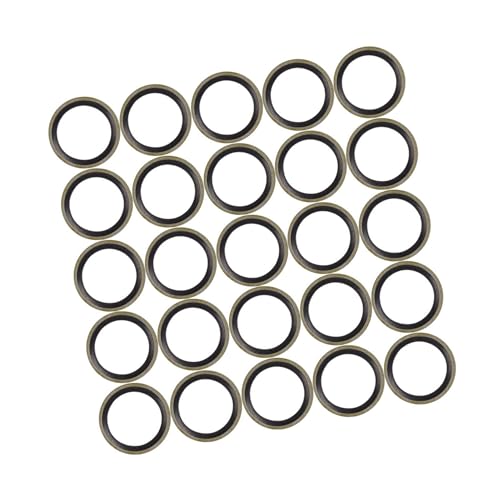 VekAuto 25pcs 18mm ID. 24.5mm OD.Bronze Tone Car Engine Oil Drain Crush Flat Bonded Washer Gaskets Auto Accessories