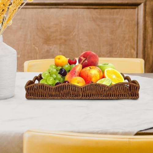 Bandeja de servir de café hecha a mano para pan y frutas en mesa de centro 6