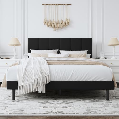 Queen Bed Frame with Upholstered Headboard
