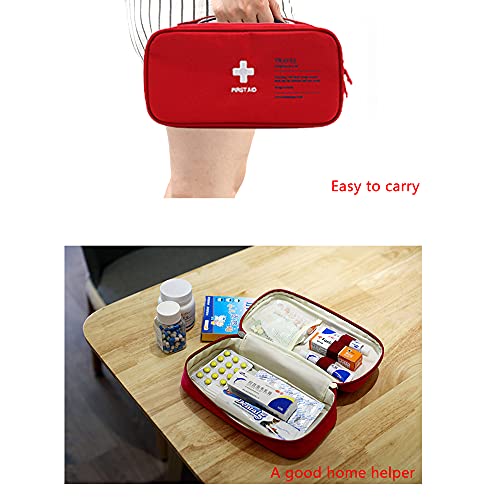XINGSUI 1 Pieces Safety First aid Empty Grab Bag,Portable Travel First aid kit mini Medical Bag, Drug Pack Storage Bag Empty (Red) for Home, Office, Vehicle,Camping, Workplace & Outdoor - Image 3