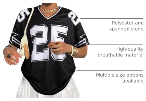Image of Jersey Shirts for Women Y2k Graphic Tees V Neck Baggy Streetwear Number Oversized T Shirt Summer Tops
