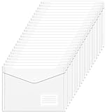 Clear Plastic Wallets A4 Folders - 24PCS Plastic Popper Wallets with Label Pocket Document Files A4 Plastic Envelope Wallet