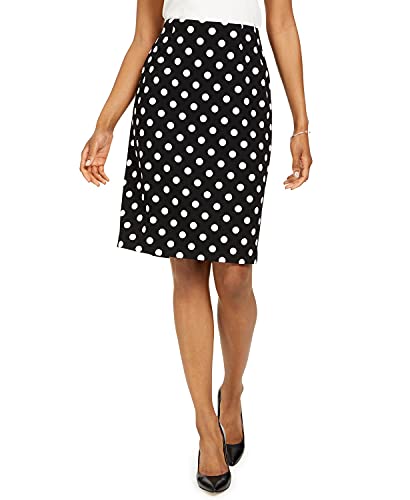 Kasper Women's Polka Dot Printed Scuba Crepe Skirt, Black/White, 18 #TOP1