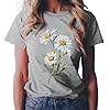 Women's t-Shirts Sunflower Shirts Vintage Flower Graphic Tees Shirts Inspirational Tees Casual Shirt Tops Womans Tops (Light Gray, XL) #2