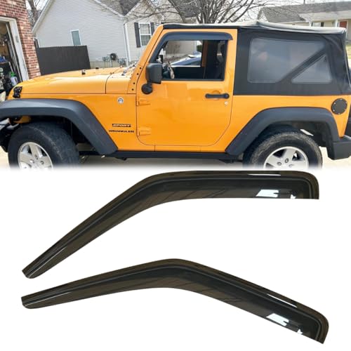 2pcs Original Shatterproof Rainproof Side Window Wind Deflector for Jeep Wrangler 97-06,Outside Mount Rain Guard Set,Nice Looking Window Visors for Cars,Vent Deflectors for 1997-2006 TJ Wrangler 92054 by Kucaruce - Image 3