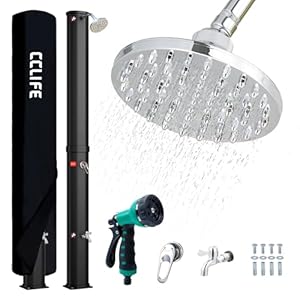 CCLIFE Solardusche 40L mit Handbrause Solar Gartendusche Pooldusche Regendusche Außendusche Pooldusche Garten Brause warmes Wasser