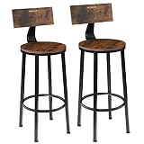 BETTAHOME Bar Stools Set of 2, 29 Inch Bar Chairs for Counter Height, Wooden Barstools with Footrest