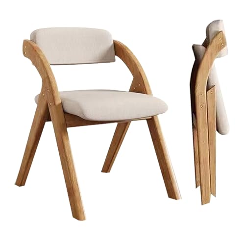 1 silla plegable de madera, silla de comedor acolchada de lino, funda extraíble, asiento plegable portátil para cocina, oficina, boda, fiesta, diseño que ahorra espacio