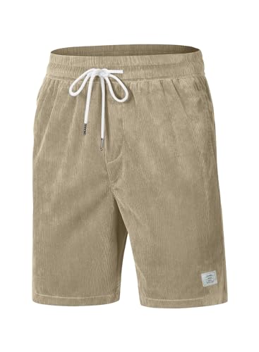 Dokotoo Men Men's Corduroy Shorts Casual Elastic Waist Drawstring Fashion Comfy Shorts for Men