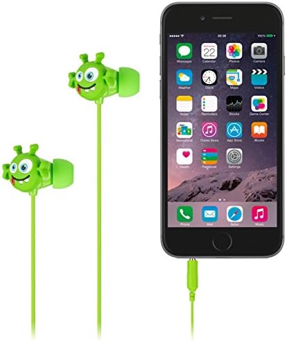 My Doodles Fun Novelty Child Friendly Character In-Ear Headphones Compatible with Mobiles, Smartphones, Laptops, Tablets and MP3 Devices - Alien