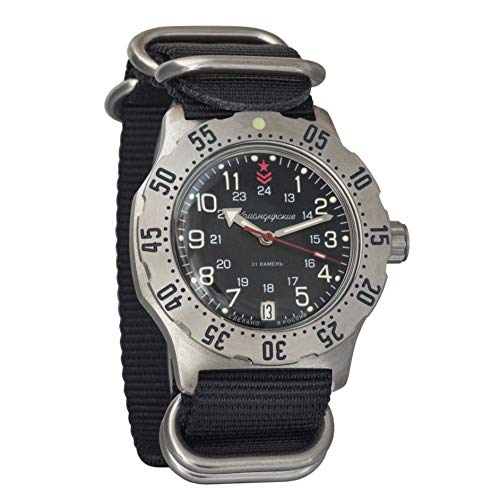 Preisvergleich Produktbild Vostok Komandirskie K-35 Russische Militär-Automatik-Armbanduhr mit Automatik-Uhr, schwarz, Zulu NATO Band #350751
