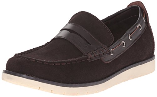 Kenneth Cole Reaction Flexy Penny Boy's Slip On Boat Shoe (Little Kid/Big Kid), Brown, 5 M US Big Kid