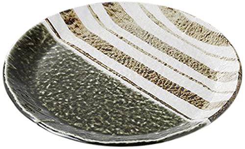 Amazon.co.jp: 10個セット 丸盛皿 織部ストライプ9.0丸皿 [28.5 x 2.4
