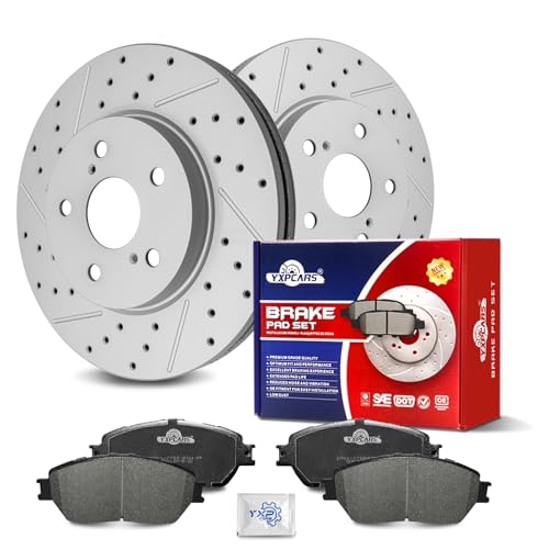 Ceramic Front Brakes Pad and Rotors Drilled Slotted Vented Replacement Disc Brake Kits for Lexus Es300 2002-2003, for Toyota Sienna 2004-2010/ Solara 2004-2008/ Avalon 2005-2007/ Camry 2005-2006 by YXPCARS - Used condition - US$108.00