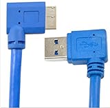 30cm USB 3.0 A Male 90 Degree Left to Micro B Right Angle Short Data Sync and Charging Cable for Galaxy Note 3 N9000 N900 / S5 i9600/ Computer’s Hard Drive/Digital Camera（USB3.0 L- B R,Blue
