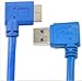 30cm USB 3.0 A male 90 degree Left to Micro B Right angle Short Data Sync and Charging Cable for Galaxy Note 3 N9000 N900 / S5 i9600/ Computer’s Hard Drive/Digital Camera（USB3.0 L- B R,Blue)