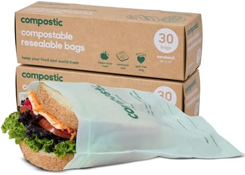 Compostic Home Compostable Resealable Sandwich Bags, Microwave & ...