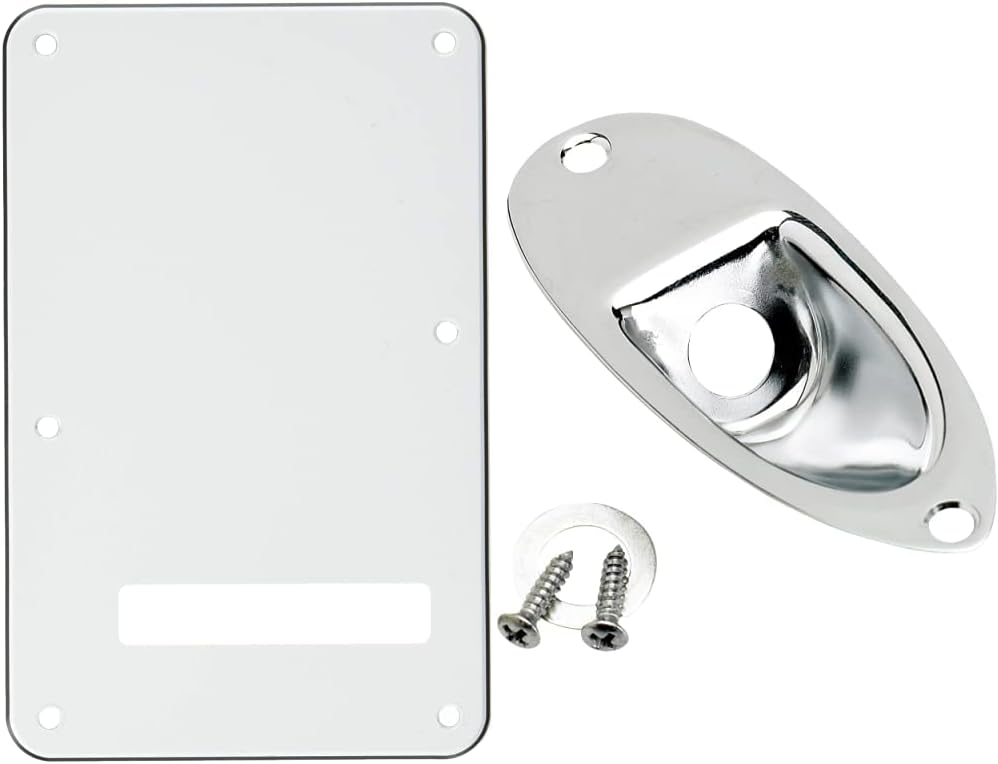 Fender Stratocaster Back Plate - Tremolo Cavity Cover & Electric Guitar Part Stratocaster Jack Ferrule - Chrome