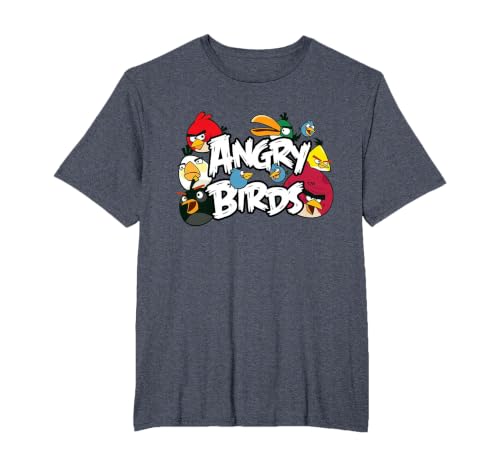 Angry Birds Classic T-Shirt, Men's Big and Tall, Heather Blue, 5X Tall