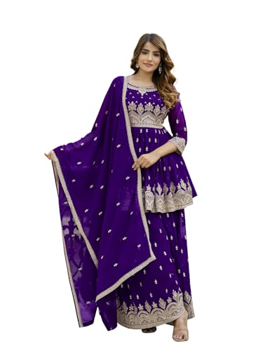 Women's Embroidered Georgette Kurta Palazo Set