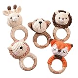 Personalized Baby Crochet Rattle with Name,Custom animal rattle toy,Handmade Crochet Stuffed Animal & Wooden Teething Ring,Wooden Baby Rattle,Custom Newborn Gift for Baby Shower,Birthday Gift