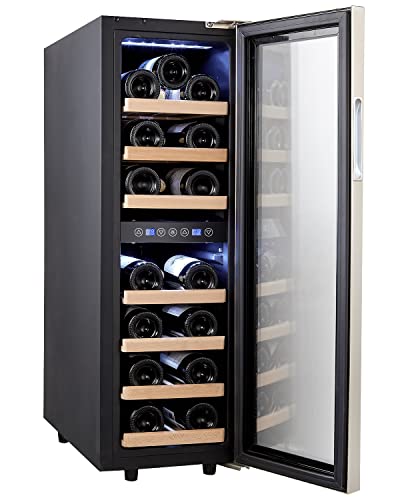Foto von Kalamera Kleiner Weinkühlschrank, 19 Flaschen,Kompressor, 75 Liter, Temperaturzonen 5-10°C/10-18°C, 88cm hoch, KRC-75BSS