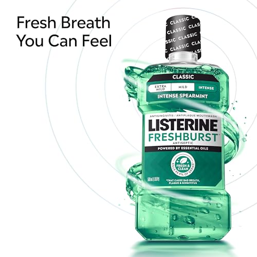 Listerine - 8679 Freshburst Antiseptic Mouthwash with Germ-Killing Oral Care Formula to Fight Bad Breath, Plaque and Gingivitis, 1 L - Thumbnail 4