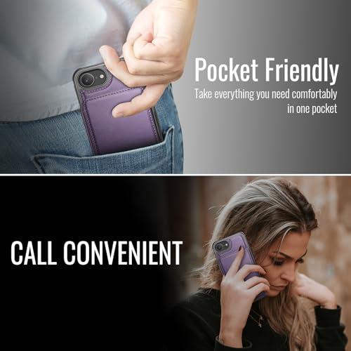 Vinich for iPhone 17e / 16e Wallet Case with Card Holder, RFID Blocking Credit Slots Kickstand Shockproof Phone Cover Fit for iPhone 16e & 17e 6.1" Purple by Vinich - Used condition - Image 3