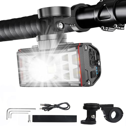 DRCKHROS Bike Light Front,Headlight 1800 Lumen Super Bright LED Lights, USB Rechargeable Cycling Warning Flash Light Handlebar Mount for Men Women Kids Bicycle Accessories