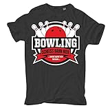 T-Shirt Herren Bowling lustiges Motiv mit Pins und Strikes (mit Rückendruck) Größe S - 5XL
