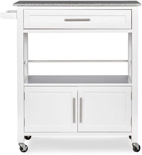 Miniatura 3 de Riverbay Furniture Carrito de isla de cocina con tapa de granito de madera de pino con amplio almacenamiento en blanco