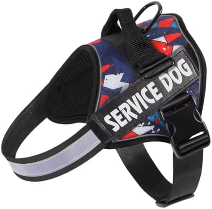 Belababy Soft No Pull Dog Harness Small Medium Large Dog, Reflective Service Assistance Dog Vest Harness, Adjustable Emotional Support Dog Puppy Harness with Colorful Pattern, Lightning, XS