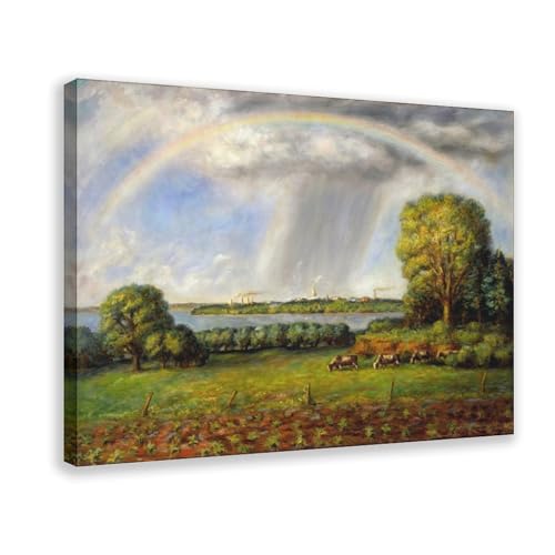 John Steuart Curry print Sunrise Over Kansas toile décorative murale avec cadre