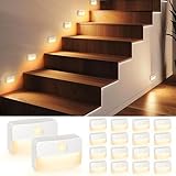 Guankai 16 Pack Motion Sensor Stair Light for Indoor, Battery Operated Closet Lights, Stick on Anywhere Hallway Lamp, Portable Led Night Lamps for Bedroom Under Cabinet Kitchen